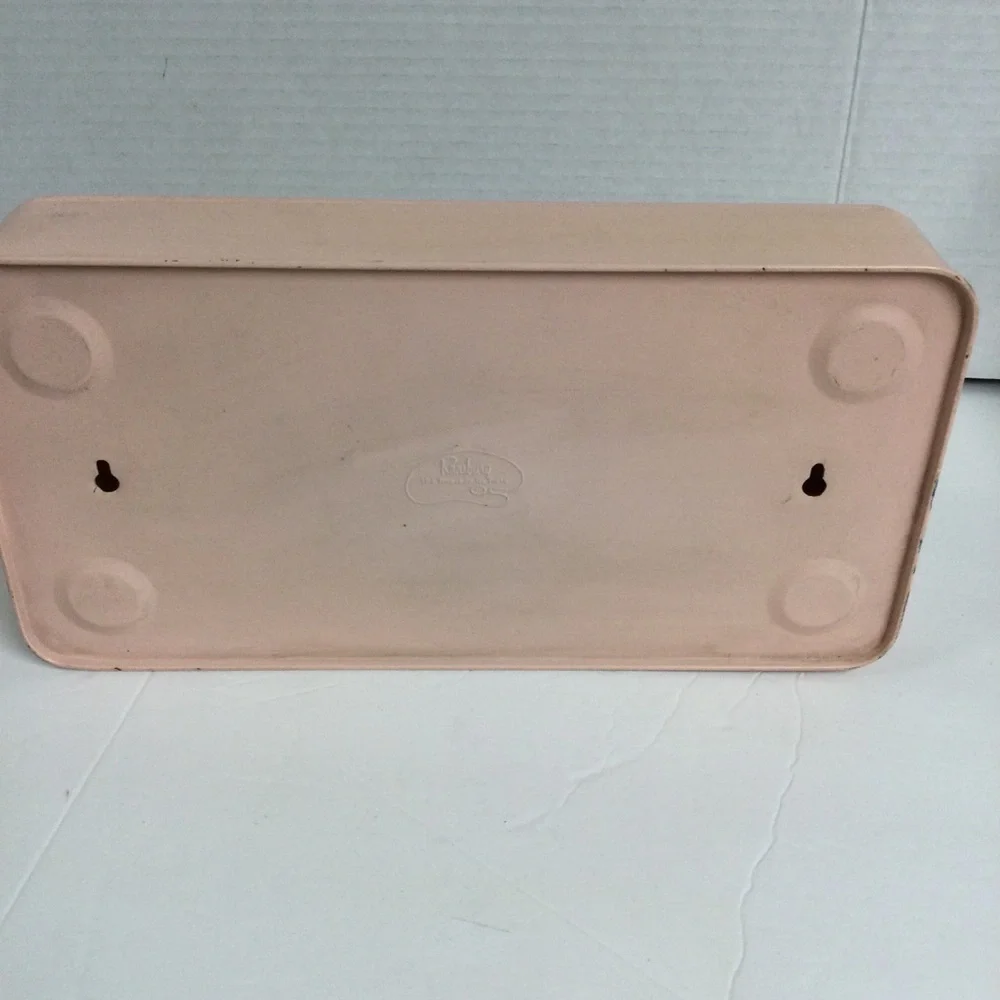 Vintage Ransburg Pink Gold Floral Metal Tissue Box Holder Mountable